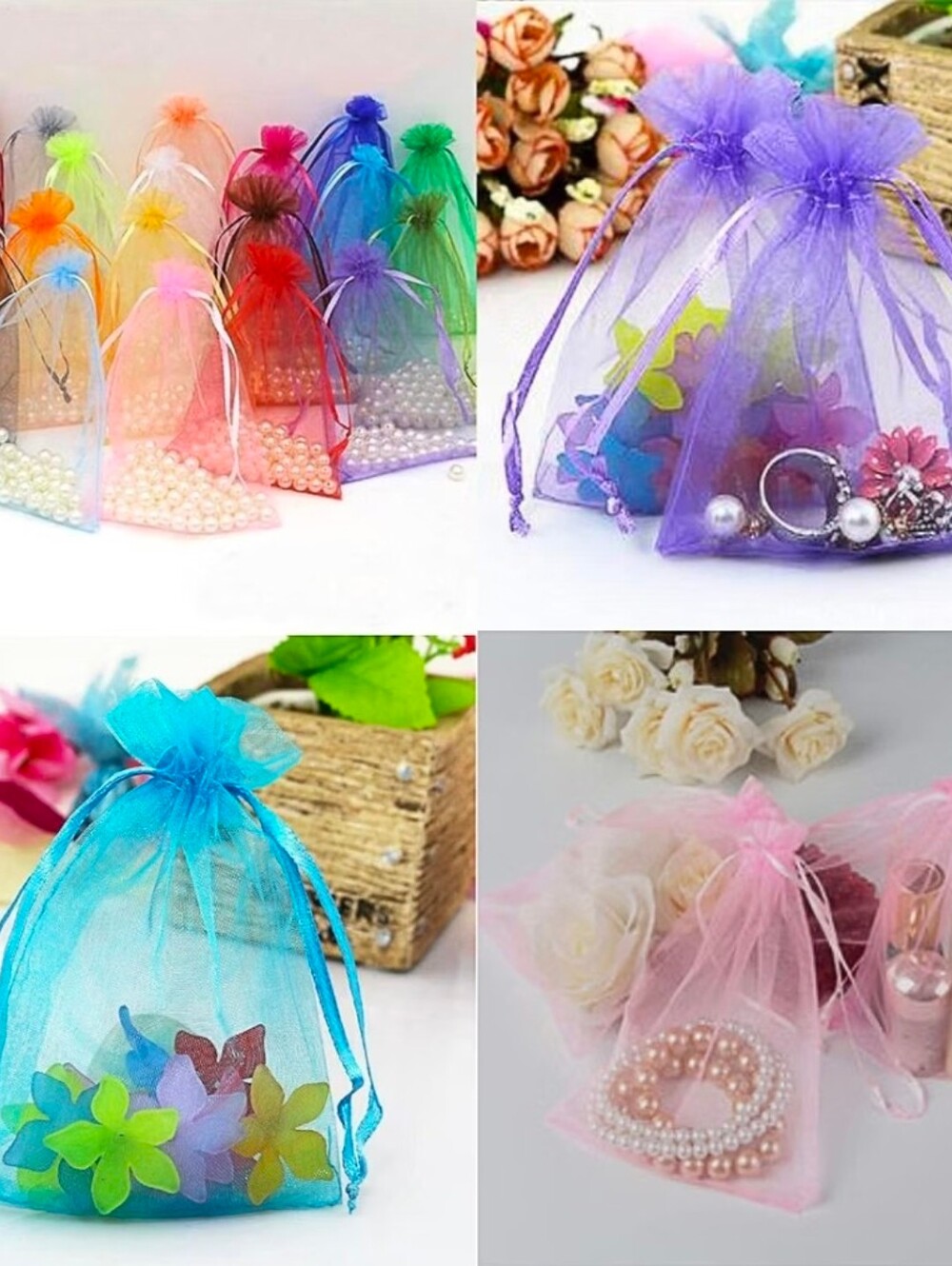 Organza Bags (25) Drawstring Organza Gift Pouches 4×6 (Pack Of 25) - Picture 2 of 4